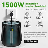 New Gen Portable Camping Shower with Heater & Foldable Bucket, Long-Lasting 6000mAh Rechargeable Camp Shower with Showerhead & Sprayer,Upgraded Pressure,5 Modes,Outdoor Camp Pump for Hiking,Travel,Pet