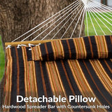 Sunnydaze Extra Large Quilted Hammock with Spreader Bars - 2-Person Hammock for Outside - Woodland Stripe