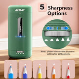 Electric Pencil Sharpener, Fully Automatic Pencil Sharpener, Auto in & Out, Rechargeable Hands