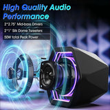 Computer Gaming Speakers, 50W Active Desktop Speakers with Infinity Mirror 3D Tunnel RGB (8 Modes