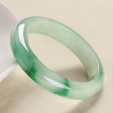 Certified Natural Green Jade Bangle Bracelet for Women Wealth Good Luck