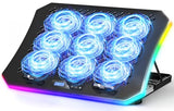 KeiBn Upgraded Gaming Laptop Cooler Pad with 9 Quiet RGB Fans