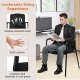 Mesh Back Stacking Office Arm Chairs with Upholstered Fabric Seat and Ergonomic Lumber Support