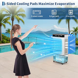 GarveeTech Evaporative Air Cooler with Remote & Timer, 3500 CFM Portable Swamp Cooler Fan with 8.4 Gal Water Tank, 3 Speeds, 120° Oscillation, Blows Cold Air for Home Office Workshop Garage