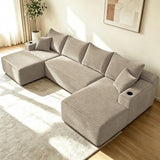 134" U-Shaped Compressed Foam Sofa, Vacuum Packed Boneless Cloud Couch