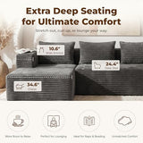 Modular Boneless U-Shaped Couches for Living Room with Side Pockets