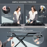 Height Adjustable Sit to Stand Riser, Dual Monitor and Laptop Workstation with Wide Keyboard Tray