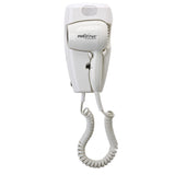 Jerdon Wall-Mount Hair Dryer - White Plug-in Hotel Style with 32 Power Cord - Wall Mounted JWM8C
