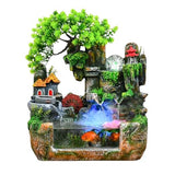 Upgraded Resin Tabletop Waterfall Fountain with LED Mist & DIY Rockery Landscape, Relaxing Desktop Water Fountain for Office, Bedroom & Home Décor, Quiet Indoor Water Feature