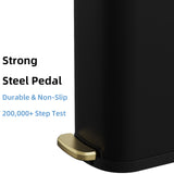KSSKSS 2.6 Gallon Slim Bathroom Trash Can with Soft Close Lid, 10L Stainless Steel Garbage Can with Removable Liner Bucket, for Narrow Spaces, Bathroom, Bedroom (Matt Black)
