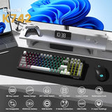 Wireless Mechanical Gaming Keyboard with Knob, Bluetooth 5.0/2.4GHz/USB C Wired Creamy Keyboard with Number Pad for PC Computer