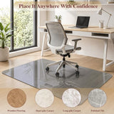 MYSUNORIA Tempered Glass Chair Mat for Carpet, 46"x55" Grey Floor Mat