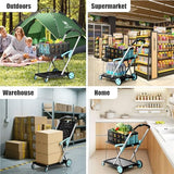 Foldable Shopping Cart with Wheels, 200 lbs Capacity Grocery Cart with 1 Storage Crate