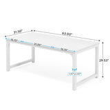Computer Desk, 63 x 31.5 inch Large Executive Office Desk Computer Table Study Writing Desk | White Tribesigns