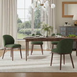 Mid-Century Modern Dining Chairs Set of 4, Upholstered Kitchen Chairs with Solid Wood Legs & Built-in Handle
