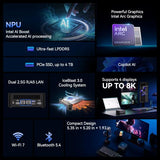 GEEKOM IT13 MAX AI Mini PC 2026, Intel Ultra 9 185H, 24GB LPDDR5 500GB SSD