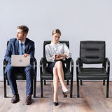 JupiterForce Waiting Room Chairs, Leather Office Reception Guest Chair No Wheels with Padded Arms Rest , Black