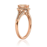Oseew Natural Morganite Engagement Ring 10k gold Morganite Engagement Ring gold morganite engagement ring Ovel Gemstones Rose gold morganite ring halo Free Engraving