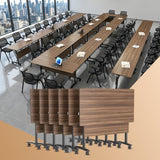 47.2in Folding Conference Table, Modular Meeting Table with Wheels