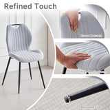 Lecafur HL Boucle Dining Chair with Built-in Handle Metal Legs, Grey