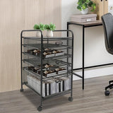 Rolling File Cart w/5 Drawers, Rolling Storage Cart Movable Desk File Stationery Organizer Cart