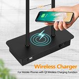Set of 2 Wireless Charging Touch Control 3-Way Dimmable Table Lamps, Beside Nightstand Lamps for Bedroom with USB Port & AC Outlet
