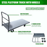 Steel Platform Truck 2000 lb Capacity, 60" x 24" Heavy Duty Flatbed Push Cart with Smooth Deck