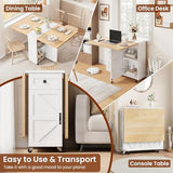 Space Saving Folding Dining Table for 2-4, Farmhouse Foldable Dining Table with Drawer and Storage Shelf