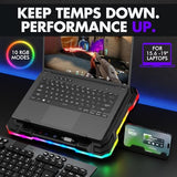 Tilted Nation Gaming Laptop Cooling Pad with USB Hub - Boost Performance, Stay Comfortable - RGB Laptop Cooler Stand with Adjustable Height & Fan Speed