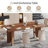 Tribesigns 5.3ft Conference Table for 4-6 People, Rectangular Conference Room Table, Large Wooden Meeting Table for Office, Brown