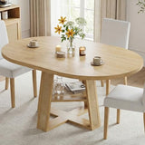 LIKIMIO 43"-59" Extendable Round Dining Table for 4-8, Transformer Oval Dining Room Table with Removable Leaves Space Saving