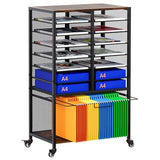 EasyPAG Rolling File Cart with 14 Slot Mail Organizer, Under Desk Storage with Hanging File Rack