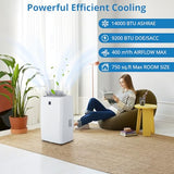 14,000 BTU Portable Air Conditioners, Cools Up to 750 Sq.Ft, Auto-Evaporation Low Noise, 3 in-1 Portable AC Unit with Remote Control Fits for Large Room, Office, Garage, White