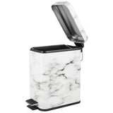 mDesign Small Modern 1.3 Gallon Rectangle Metal Lidded Step Trash Can, Compact Garbage Bin with Removable Liner Bucket and Handle for Bathroom