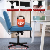 PayLessHere | Criss Cross Chair | Dark Blue | Wide, Armless Desk Chair Without Wheels | 360 Swivel, Height Adjustable & Stable Metal Base