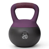YOTTOY Soft Kettlebell with Leather Handle – Anti-Slip Sweat-Absorbing Grip, Home Gym Kettlebell Weights for Strength Training (Purple, 20 LB)