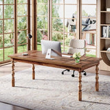 Large Executive Office Desk, 62.2-Inch Farmhouse Modern Computer Desk, Mid Century Study (Walnut)
