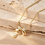 YOIHUR Gold Necklace for Women, Heart Necklace, Gift & Bow Pendant Necklace, Dainty Cubic Zirconia Choker Necklaces, Jewelry for Women,Ideal Gifts for Girlfriend, Wife and Mother（Eternal Bond）