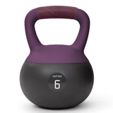 YOTTOY Soft Kettlebell with Leather Handle – Anti-Slip Sweat-Absorbing Grip, Home Gym Kettlebell Weights for Strength Training (Purple, 6 LB)