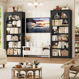 Tall Arched Bookcase and Bookshelf, Farmhouse Book Shelf with 6 Tiers Open Shelves