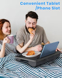 Portable Lap Desk, Laptop Stand for Bed with Soft Wrist Rest, Tablet/Phone Slot, Fabric Handle