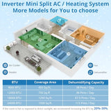 GarveeHome 24000BTU Mini Split Air Conditioner& Heater, 23 SEER2 208-230V Wall-Mounted Ductless AC Unit Cools Rooms Up to 1500 Sq. Ft, Efficient Inverter AC with Heat Pump & Installation Kit