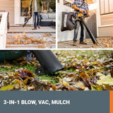 WORX 40V Leaf Blower Cordless with Battery & Charger, 3-in-1 Blower for Lawn with Vacuum and Mulcher, Cordless Leaf Blower