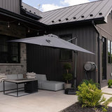 PURPLE LEAF 8.8' X 8.8' Left-right Tilt Patio Umbrella Outdoor Cantilever Swivel Square Umbrella with Tilt and Crank Aluminum Offset Umbrella with 360-degree Rotation for Garden Deck Pool Patio Grey