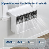 GarveeHome U-Shaped Window Air Conditioner 6000 BTU Fixed Frequency, Ultra Quiet, Open Window Flexibility, Remote Control, Cools 269 Sq.Ft., Ideal for Bedroom Living Room Home Office