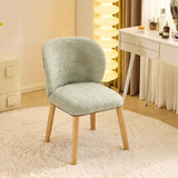 VINGLI Chenille Curved-Back Armless No Wheels Vanity Chair for Girls, Cute & Furry
