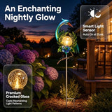 Voumsil Solar Garden Lights Outdoor - Decorative Metal Heron Stake with Cracked Glass Ball, Weather Resistant Auto-On Landscape Lighting for Yard Patio Lawn Pathway Decor, Gardening Gift for Mom