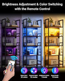 Dunatou 5 Tier Tall LED Book Shelf, 6FT Tall Standing Shelves with RGB Lights, 24'' Wide Lighted Wood Book Shelf 70 Inch Tall