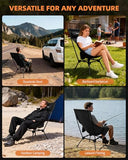 Trakiom High Back Folding Camping Chair, Widened Seat & Lightweight Black Portable Chair with Stable Design, Adjustable Head Support for Beach, Camping, Festival, Hiking and Outdoor Travel
