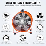 12 in Utility Blower Exhaust Fan with 32.8 ft Duct, 3500 r/min & 3500 CFM Heavy Duty Blower Fan, High Velocity Low Noise Extraction and Ventilation Fan for Ventilating Workshops, Confined Space
